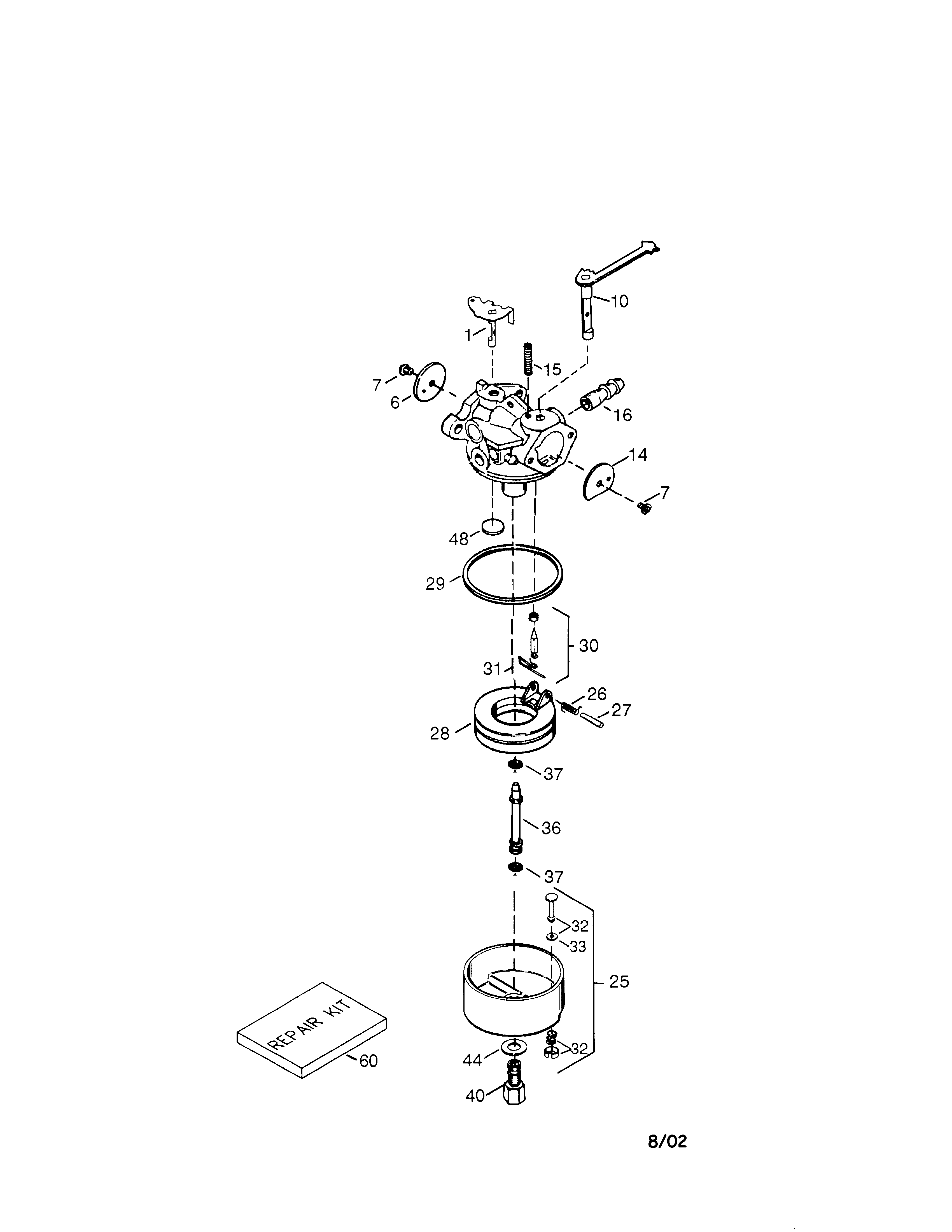 Carburetor (143.025071) Diagram and Parts List for 143025071  Craftsman Engine