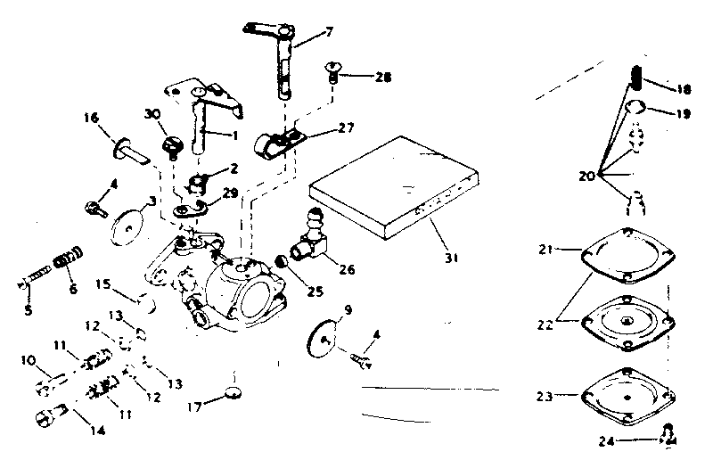 Carburetor 631041 Diagram and Parts List for 91761406  Craftsman Chainsaw