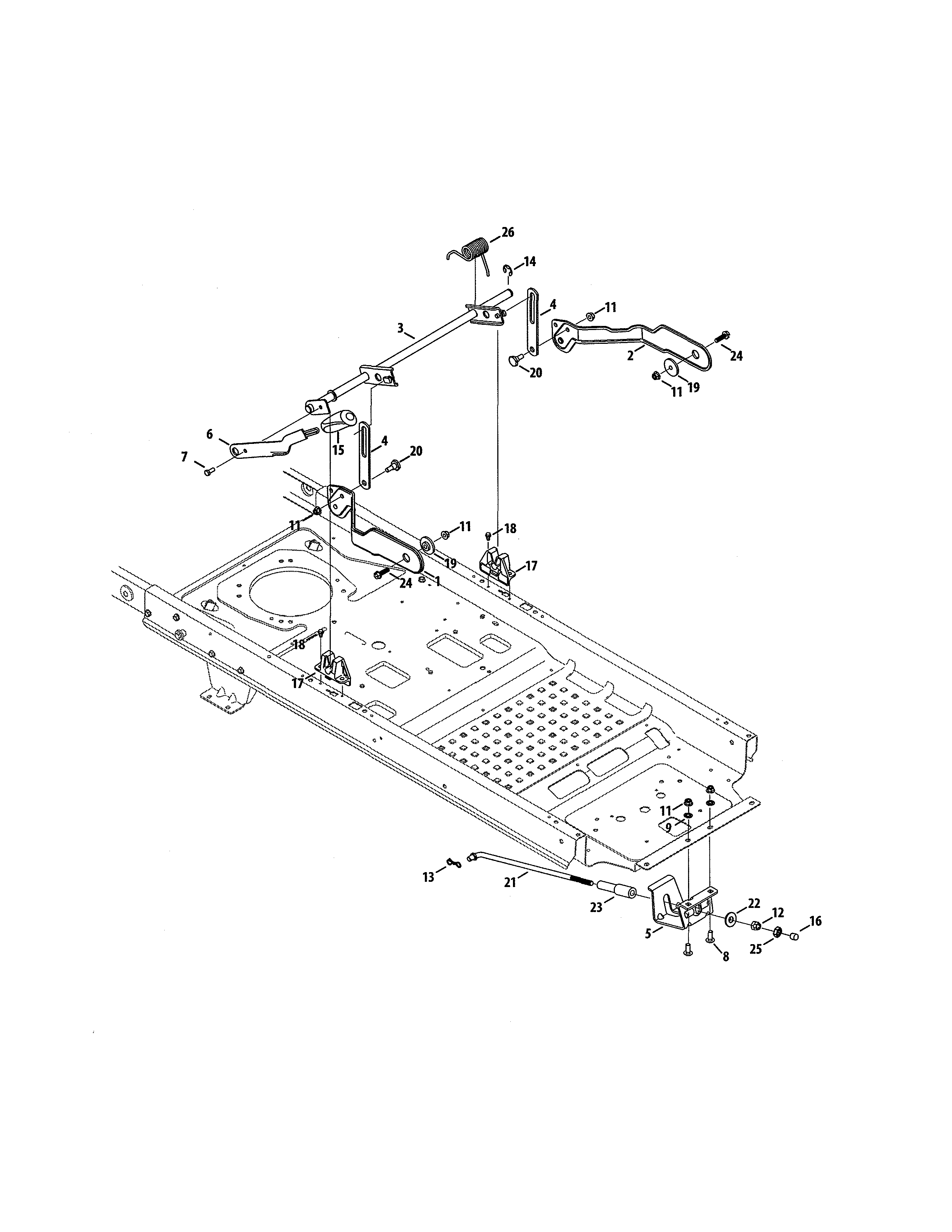 Deck Lift Diagram and Parts List for 247277750  Craftsman Engine