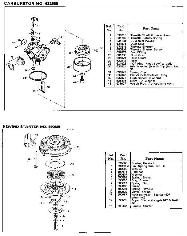 Carburetor Diagram and Parts List for 143424352  Craftsman Engine