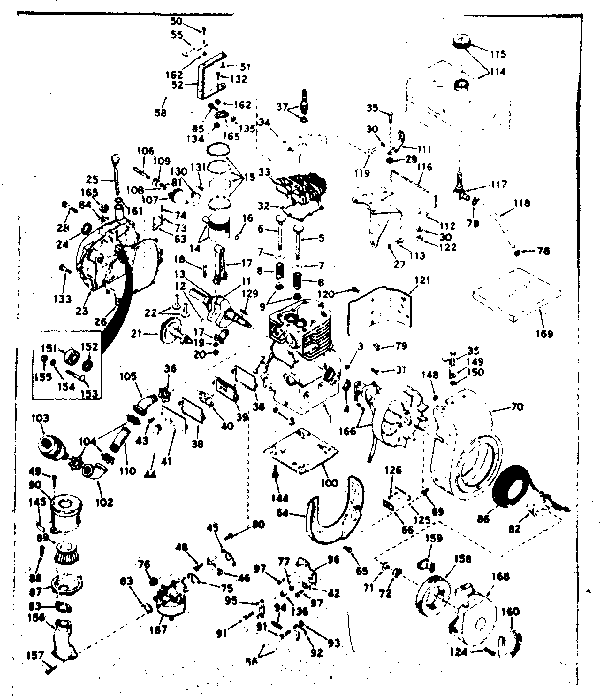 Basic Engine Diagram and Parts List for 143595042  Craftsman Engine