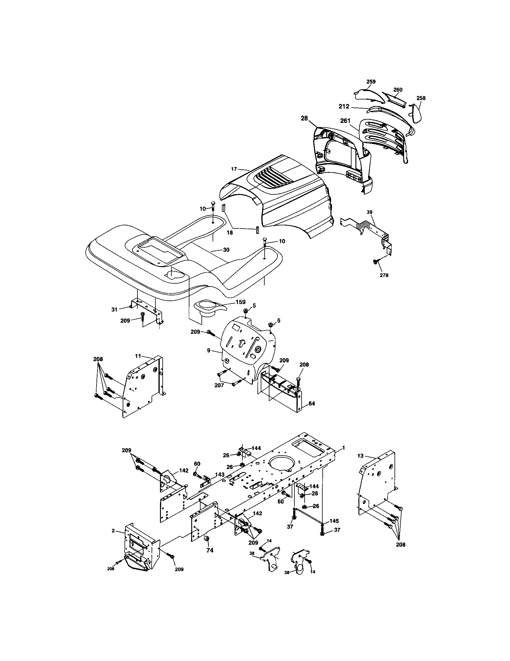 Chassis And Enclosures Diagram and Parts List for 917273763  Craftsman Lawn Tractor