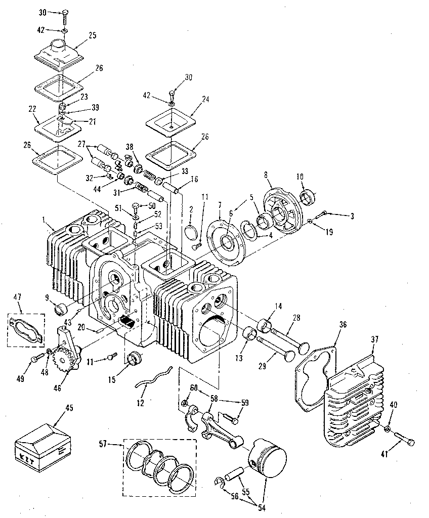 Cylinder Block Diagram and Parts List for 73910896B  Craftsman Engine