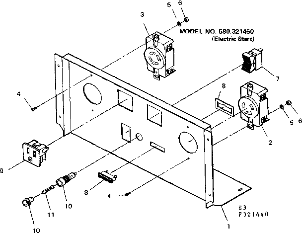 Electric Start Diagram and Parts List for 580321450  Craftsman Engine