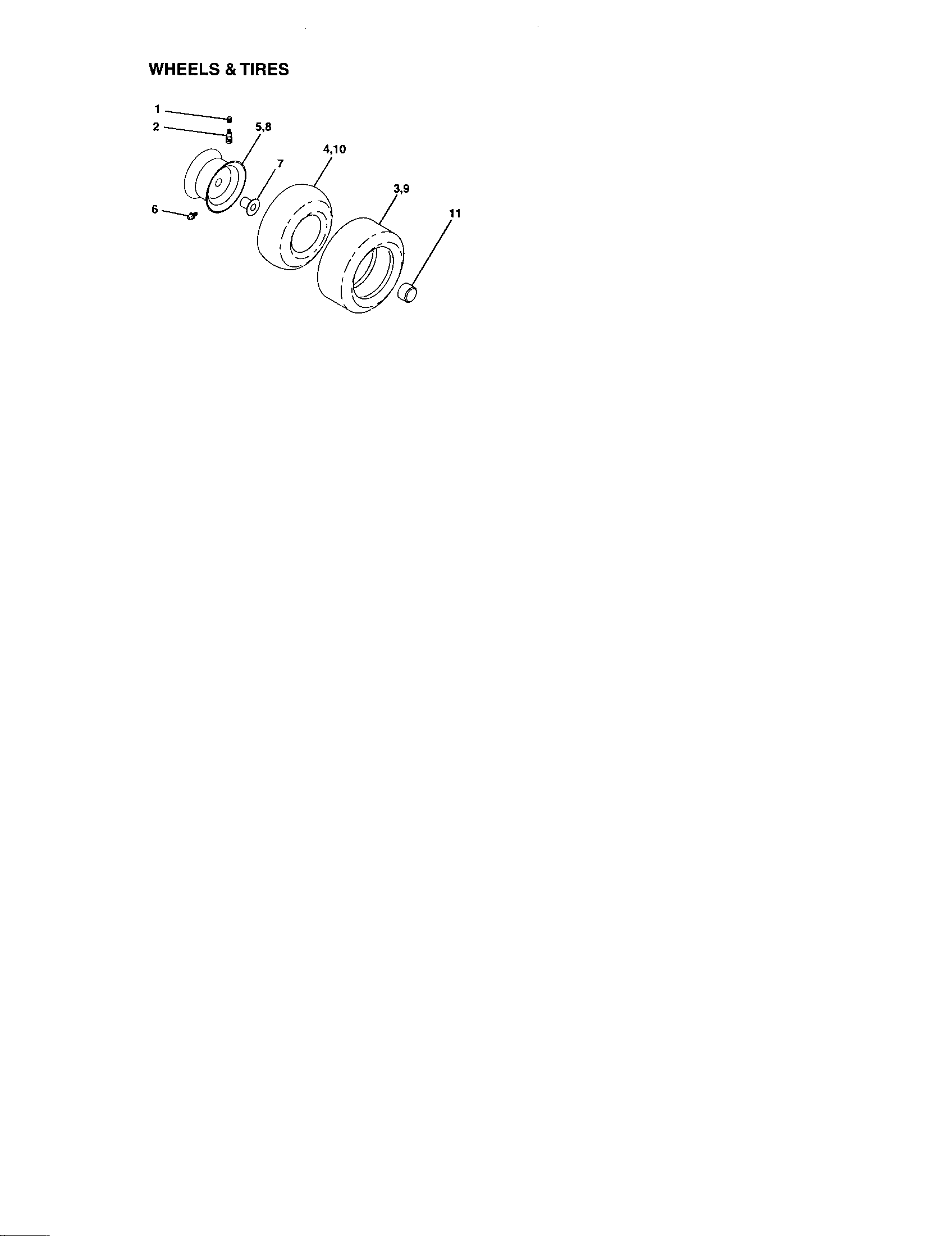 Wheels And Tires Diagram and Parts List for 917273611  Craftsman Lawn Tractor