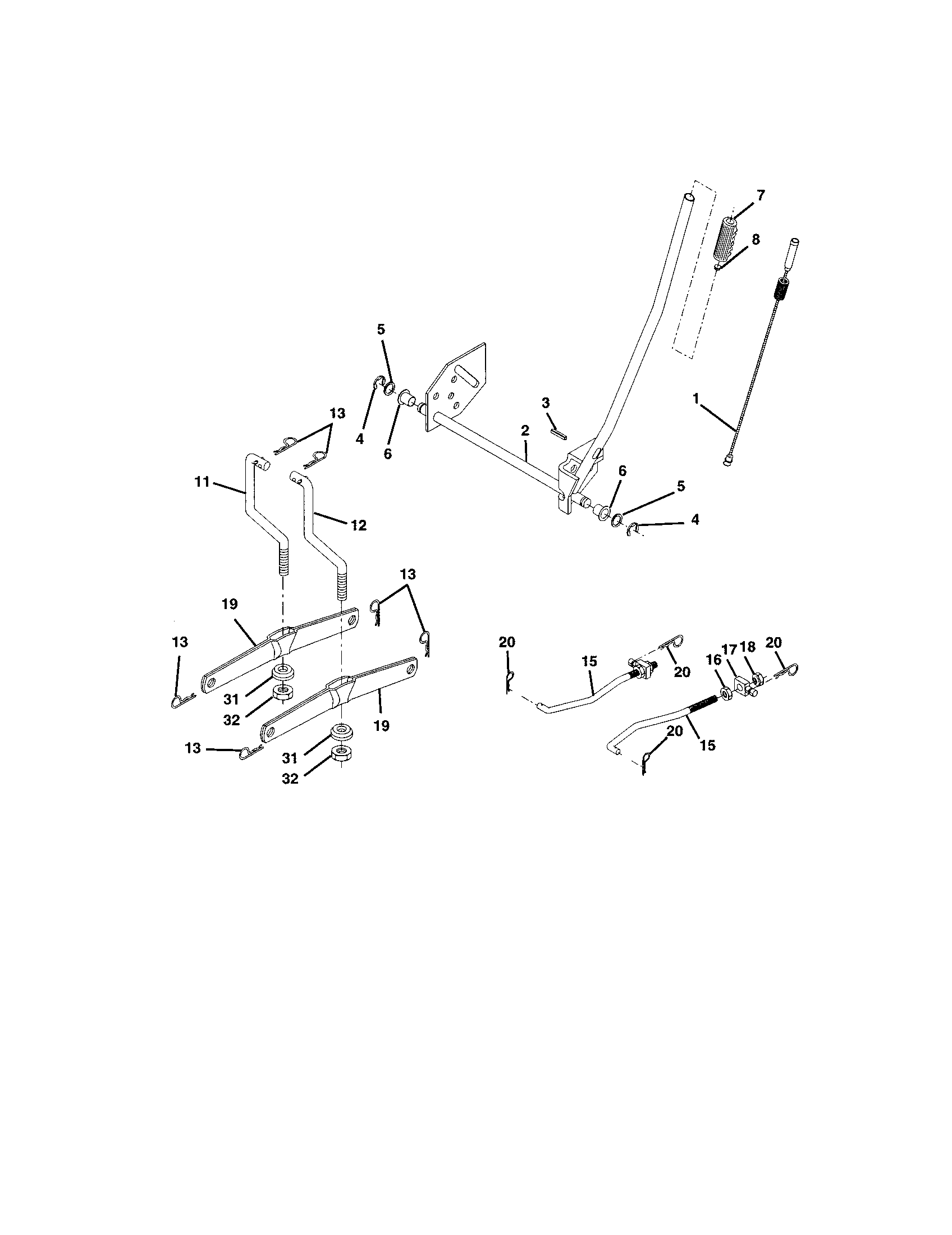 Lift Assembly Diagram and Parts List for 917273134  Craftsman Lawn Tractor