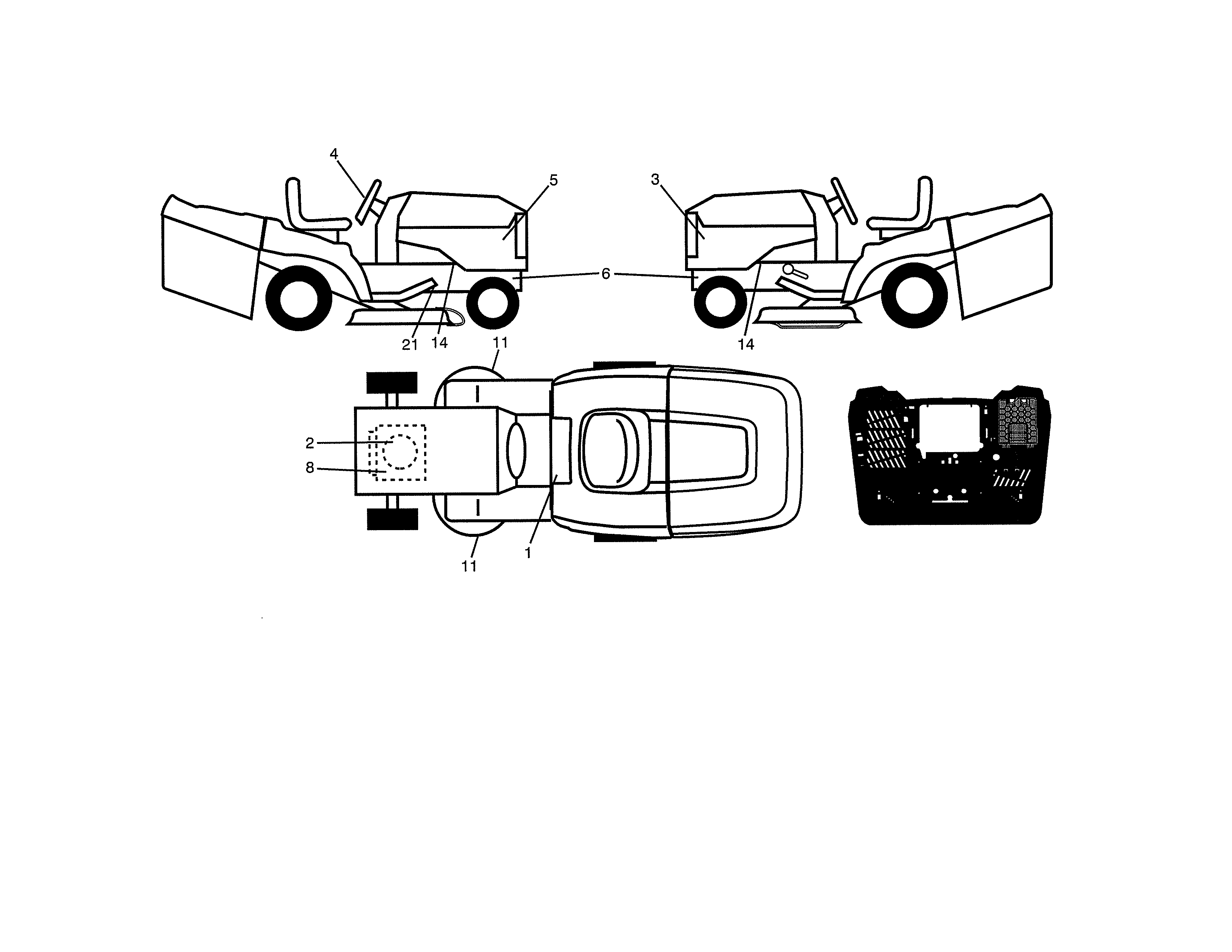 Decals Diagram and Parts List for 917989930  Craftsman Lawn Tractor
