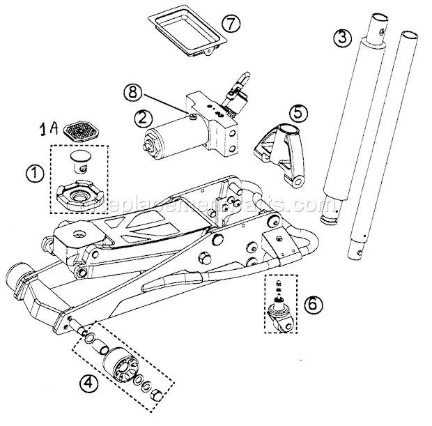 Floor Jack Diagram and Parts List for 21450244  Craftsman Jack