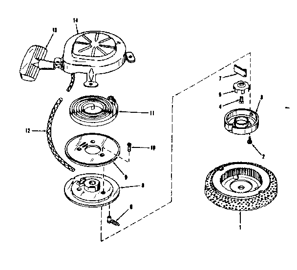 Rewind Starter No. 29224 Diagram and Parts List for 143102210  Craftsman Engine