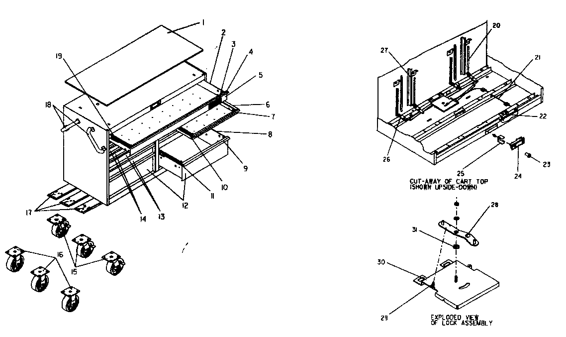 Tool Cart Diagram and Parts List for 706655522  Craftsman Tool Stand & Cart