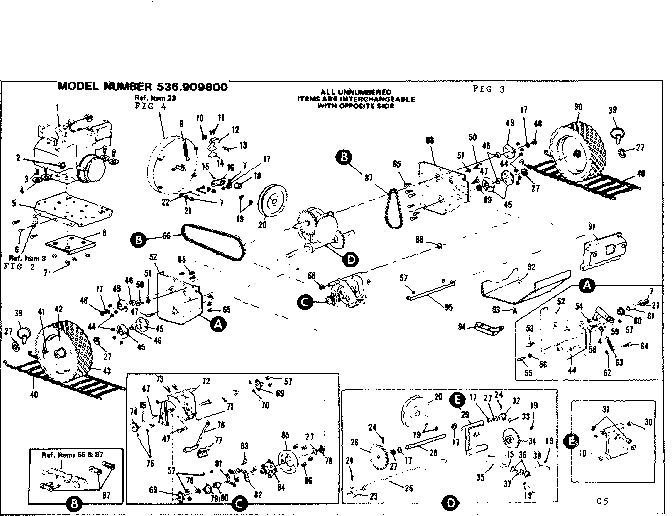 Wheel Assembly Diagram and Parts List for 536909800  Craftsman Snow Blower