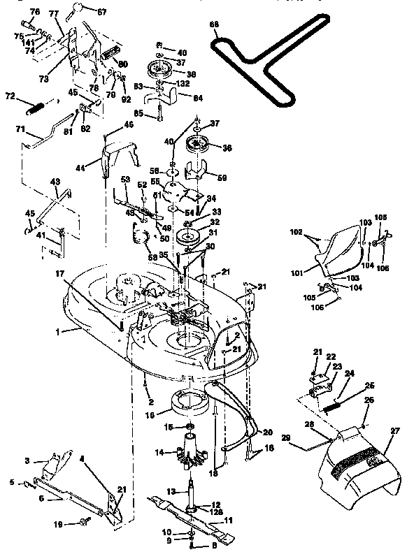 Mower Deck Diagram and Parts List for 917270620  Craftsman Lawn Tractor