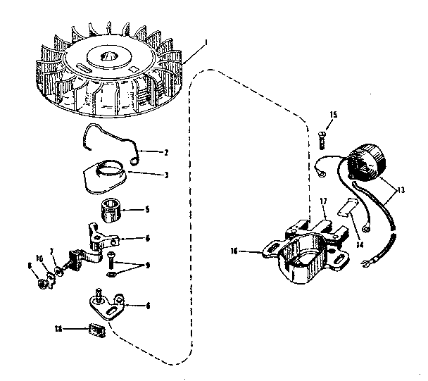 Magneto No. 610666 Diagram and Parts List for 143122081  Craftsman Engine