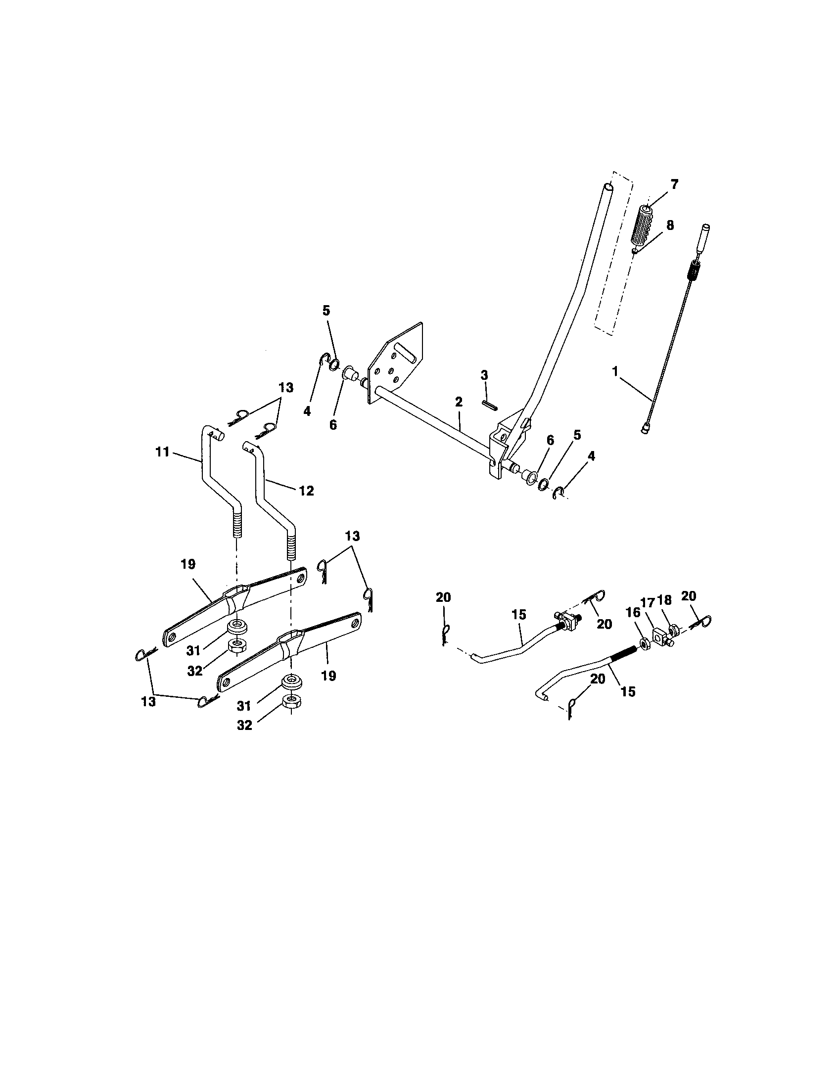 Lift Assembly Diagram and Parts List for 917275641  Craftsman Lawn Tractor