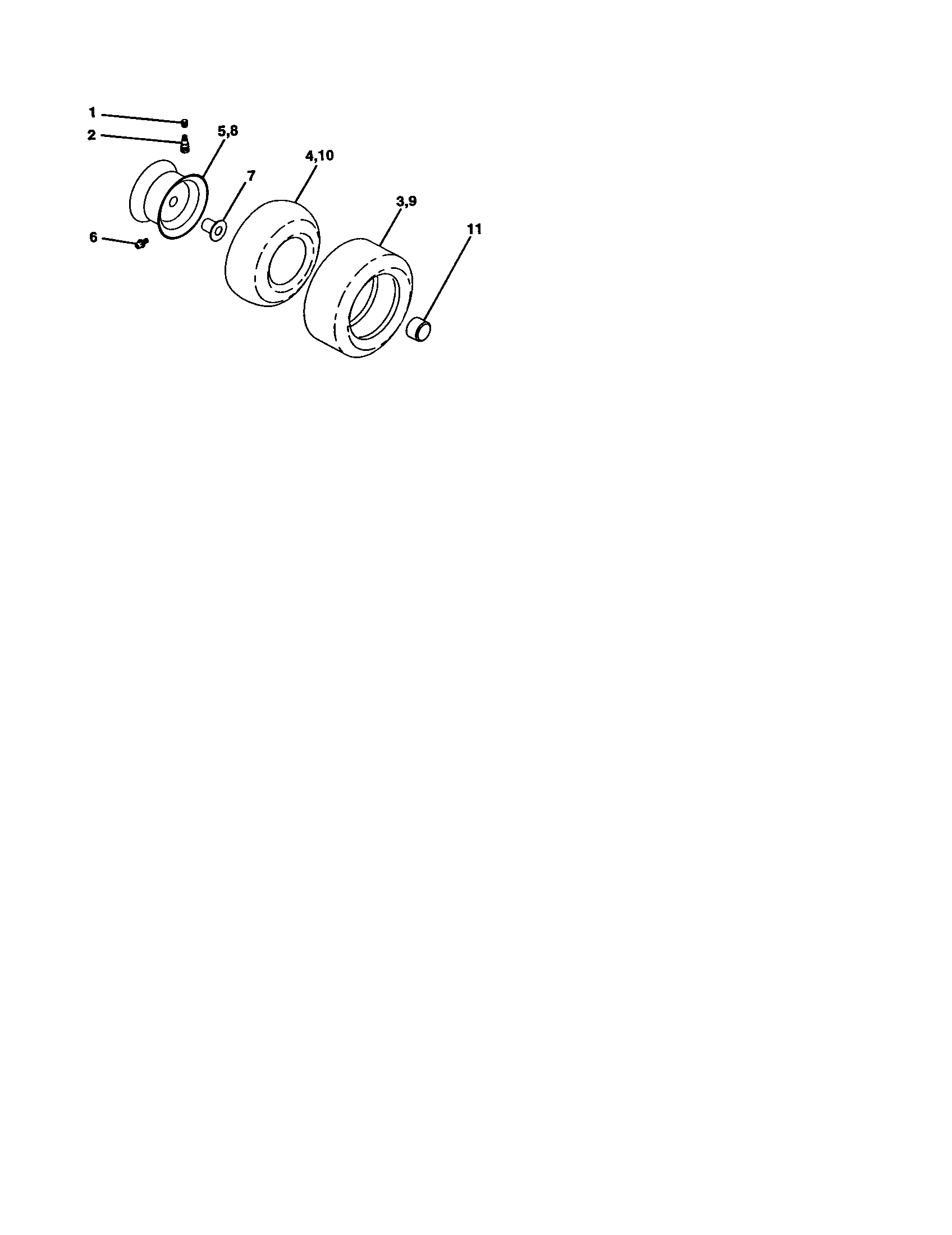 Wheels And Tires Diagram and Parts List for 917277103  Craftsman Lawn Tractor