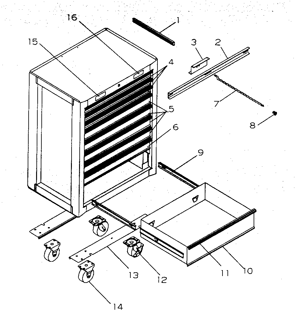 Chest Diagram and Parts List for 706650884  Craftsman Tool Stand & Cart