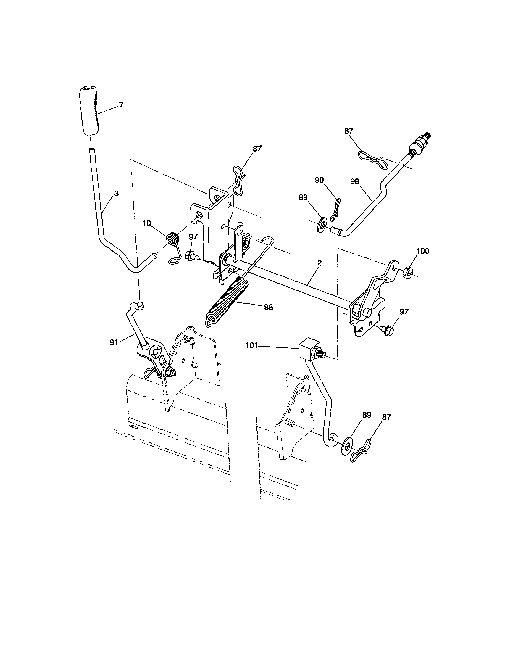 Lift Diagram and Parts List for 917286340  Craftsman Lawn Tractor
