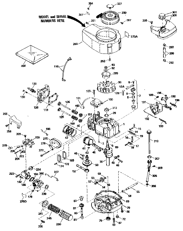 Replacement Parts Diagram and Parts List for 143434542  Craftsman Engine