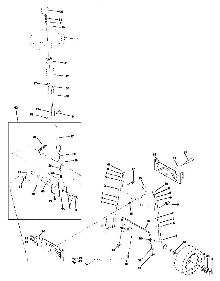 Steering Assembly Diagram and Parts List for 917270611  Craftsman Lawn Tractor