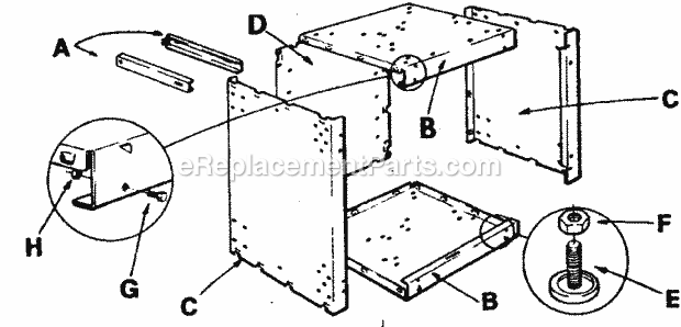 Unit Parts Diagram and Parts List for 22205CABINETRADIALSAW  Craftsman Chop Saw