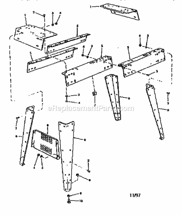 Leg Set Diagram and Parts List for 22245  Craftsman Table Saw Accessories