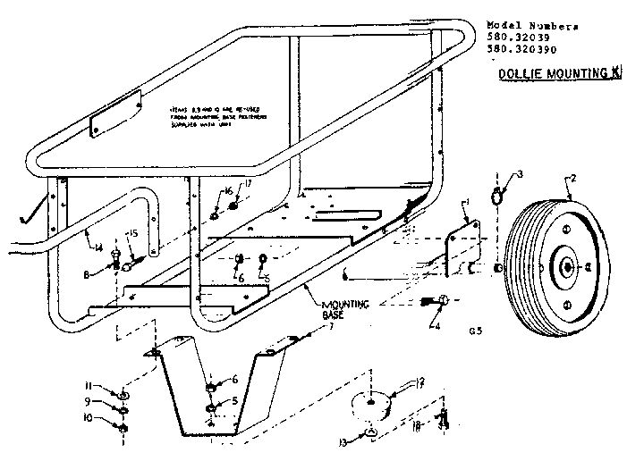 Dollie Mounting Kit Diagram and Parts List for 580320390  Craftsman Engine