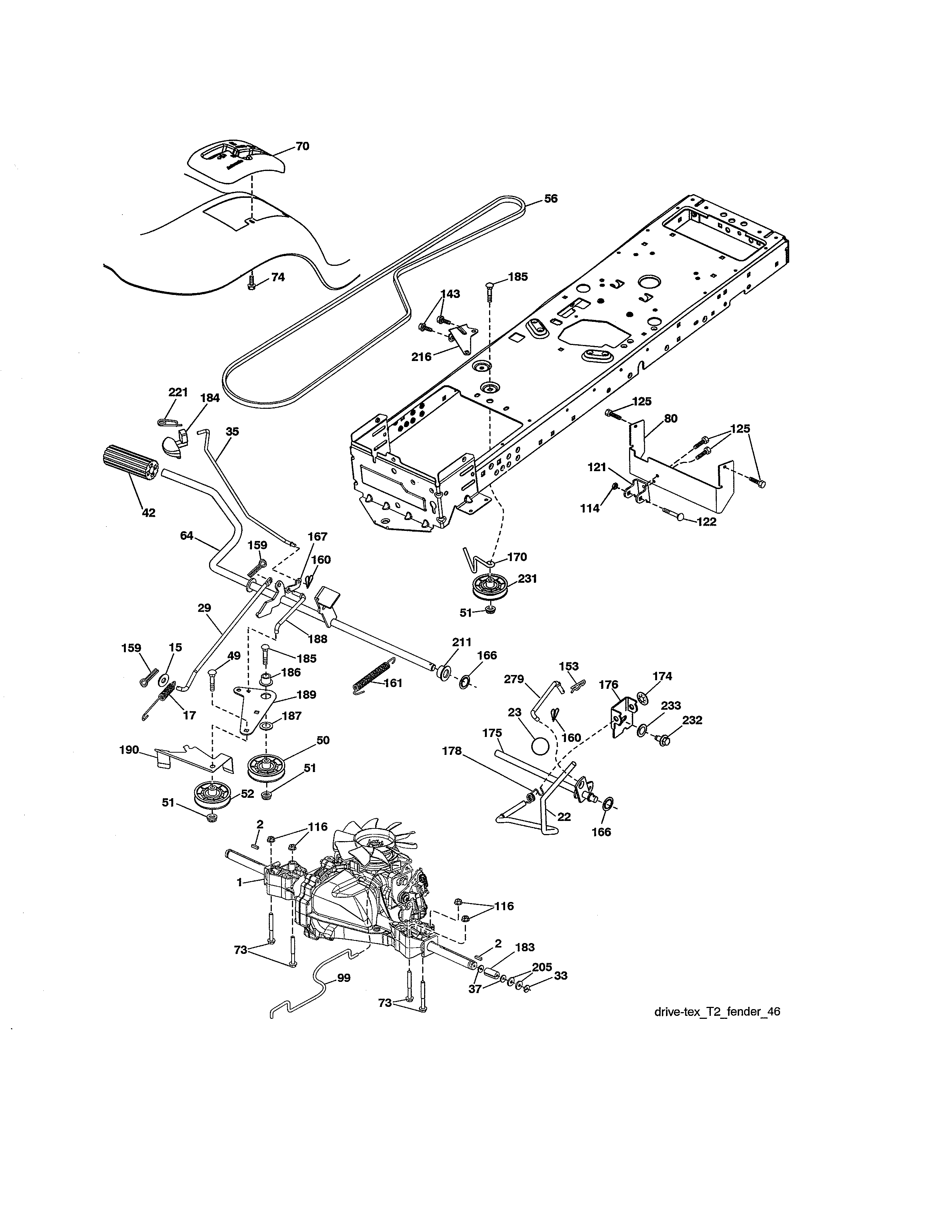 Ground Drive Diagram and Parts List for 917990470  Craftsman Lawn Tractor