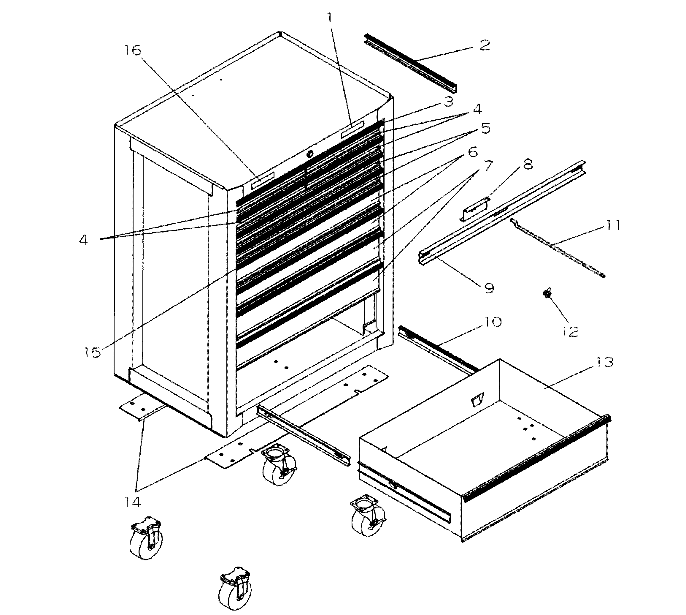 Tool Chest Diagram and Parts List for 706653626  Craftsman Tool Stand & Cart