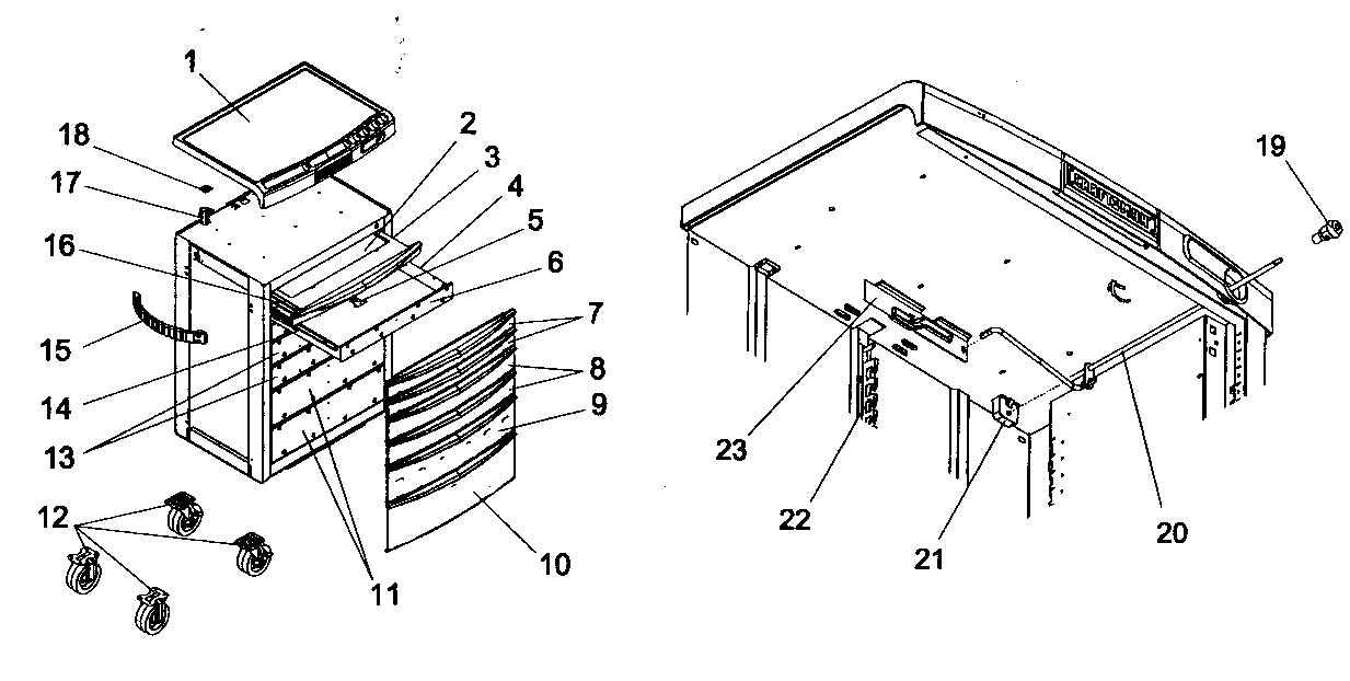 Chest Diagram and Parts List for 706954690  Craftsman Tool Stand & Cart