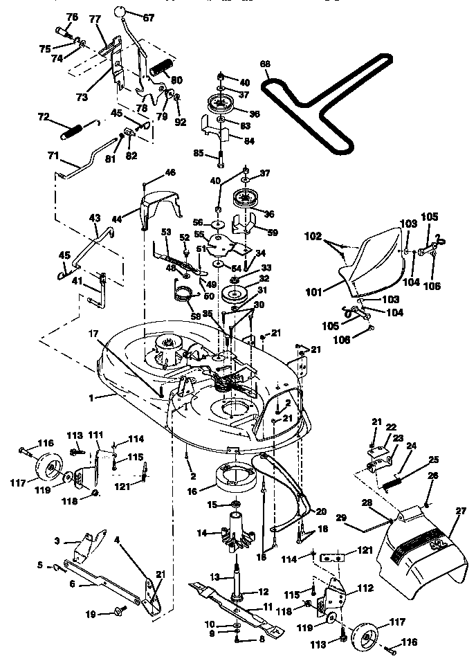 42" Mower Deck Diagram and Parts List for 917257552  Craftsman Lawn Tractor