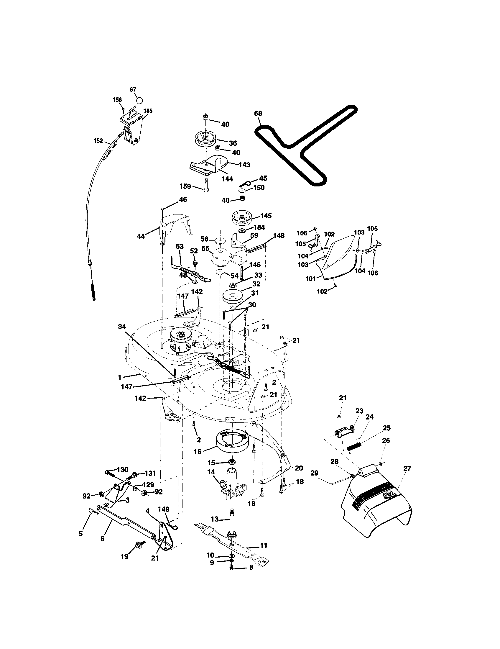 Mower Deck Diagram and Parts List for 917273393  Craftsman Lawn Tractor