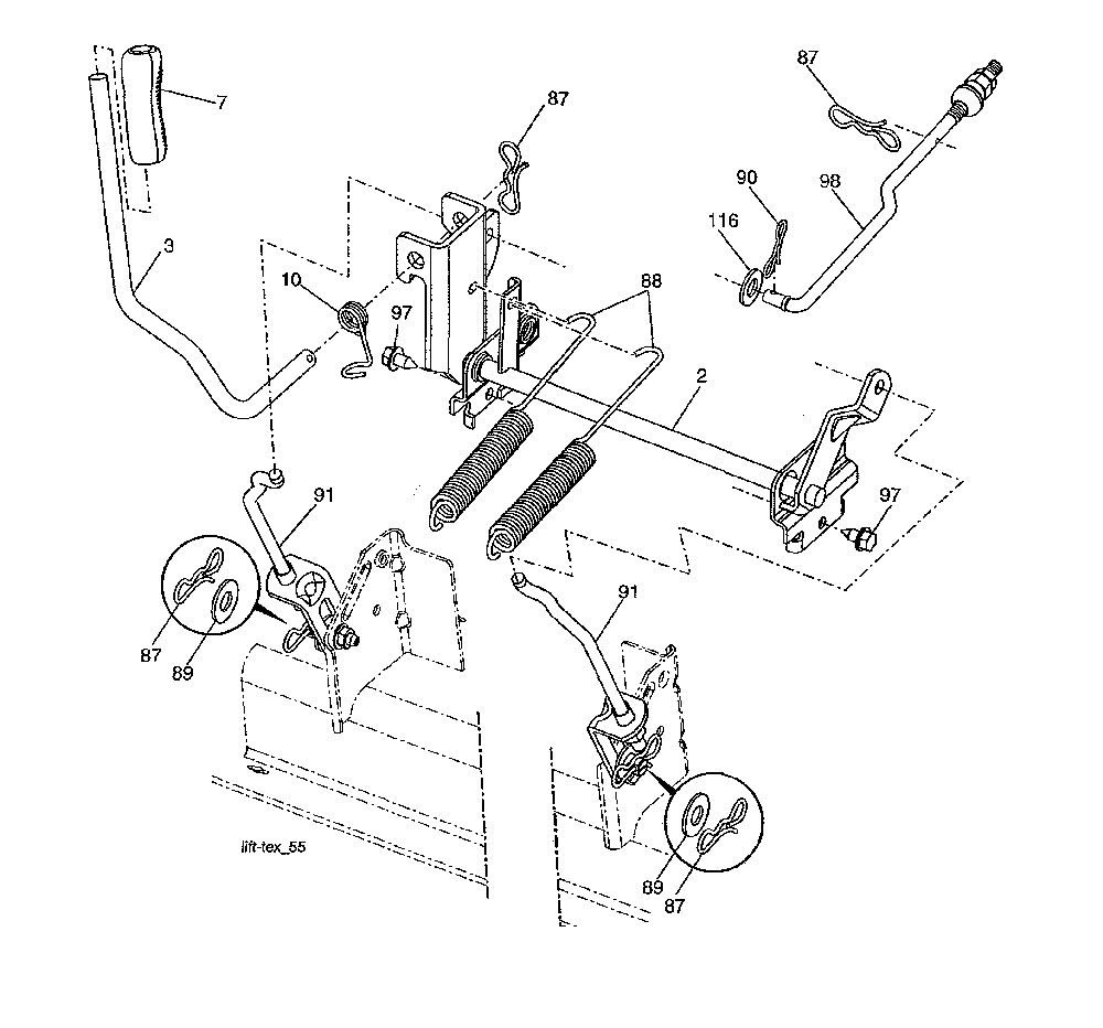 Lift assembly Diagram and Parts List for 960420223  Craftsman Lawn Tractor