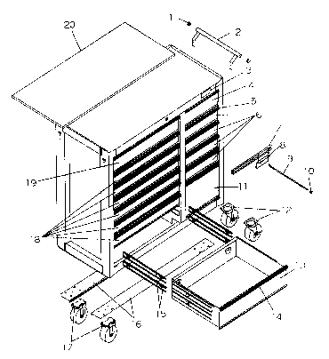 Cabinet Parts Diagram and Parts List for 706619331  Craftsman Tool Stand & Cart