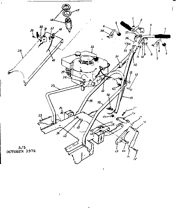 Handle Assembly Diagram and Parts List for 247881121  Craftsman Lawn Mower