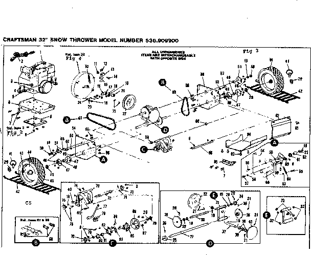 Wheel Assembly Diagram and Parts List for 536909900  Craftsman Snow Blower
