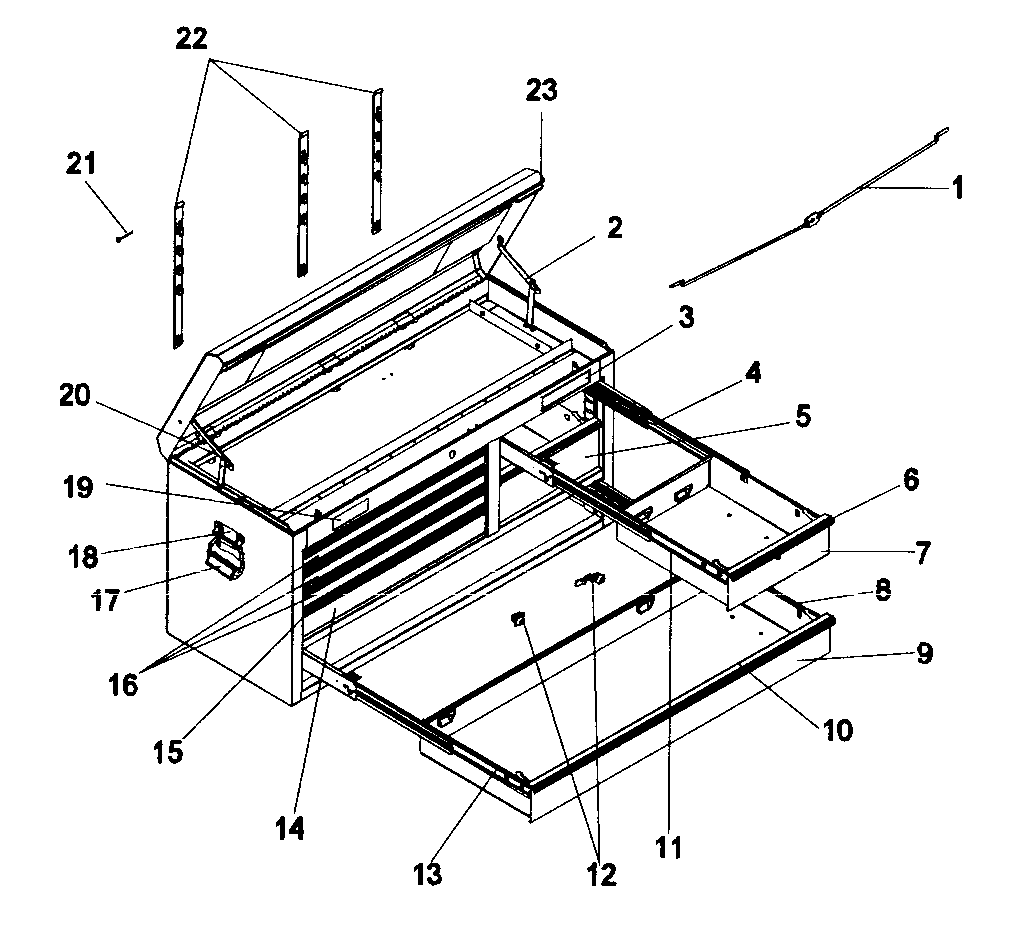 Tool Chest Diagram and Parts List for 706597215  Craftsman Tool Stand & Cart