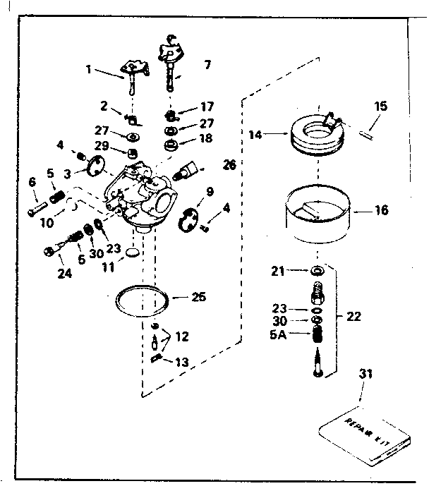 Carburetor No. 632491 Diagram and Parts List for 143386032  Craftsman Engine