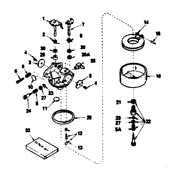 Carburetor No. 631716 Diagram and Parts List for 143385042  Craftsman Engine