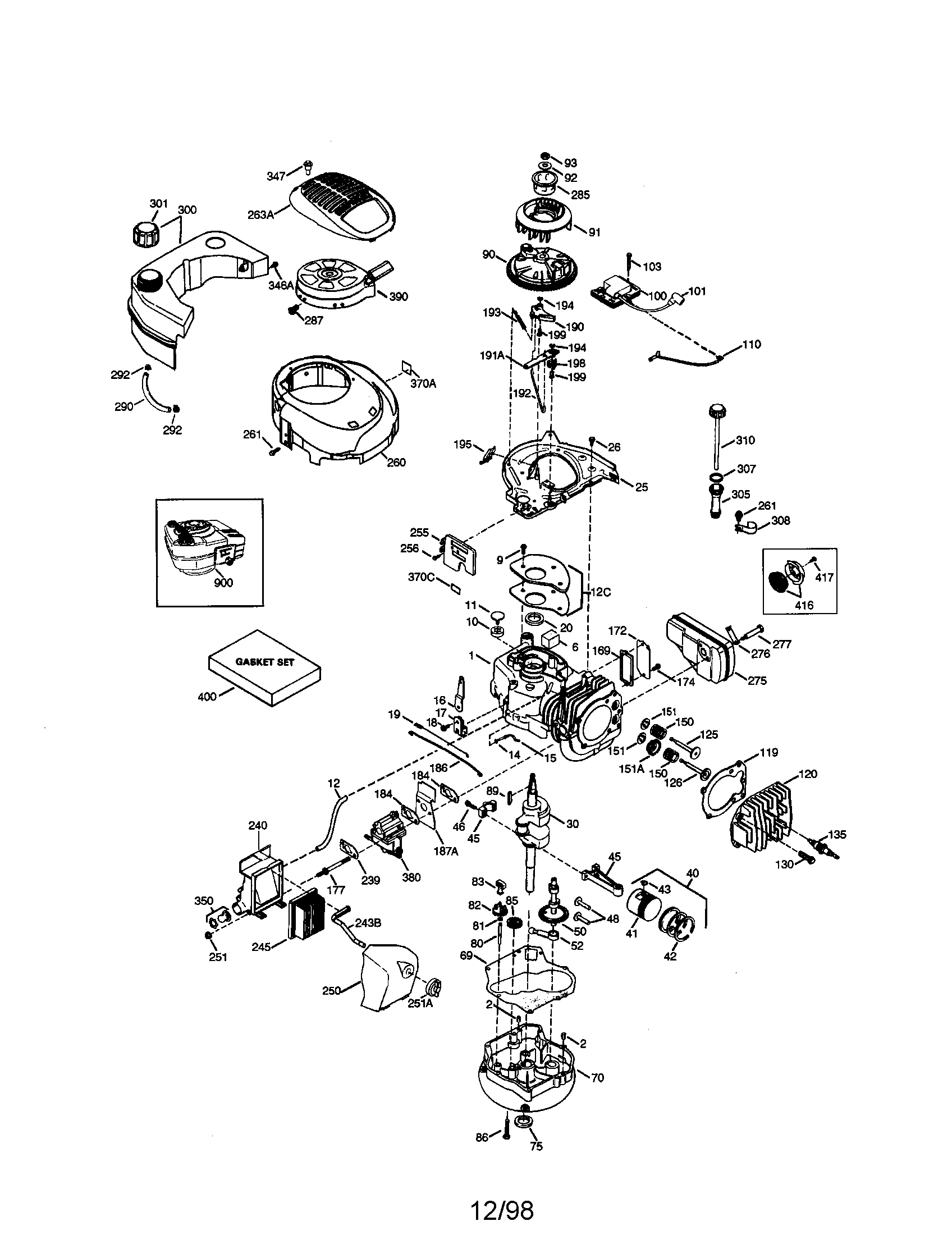 Craftsman 4-cycle Engine Diagram and Parts List for 143996708  Craftsman Engine