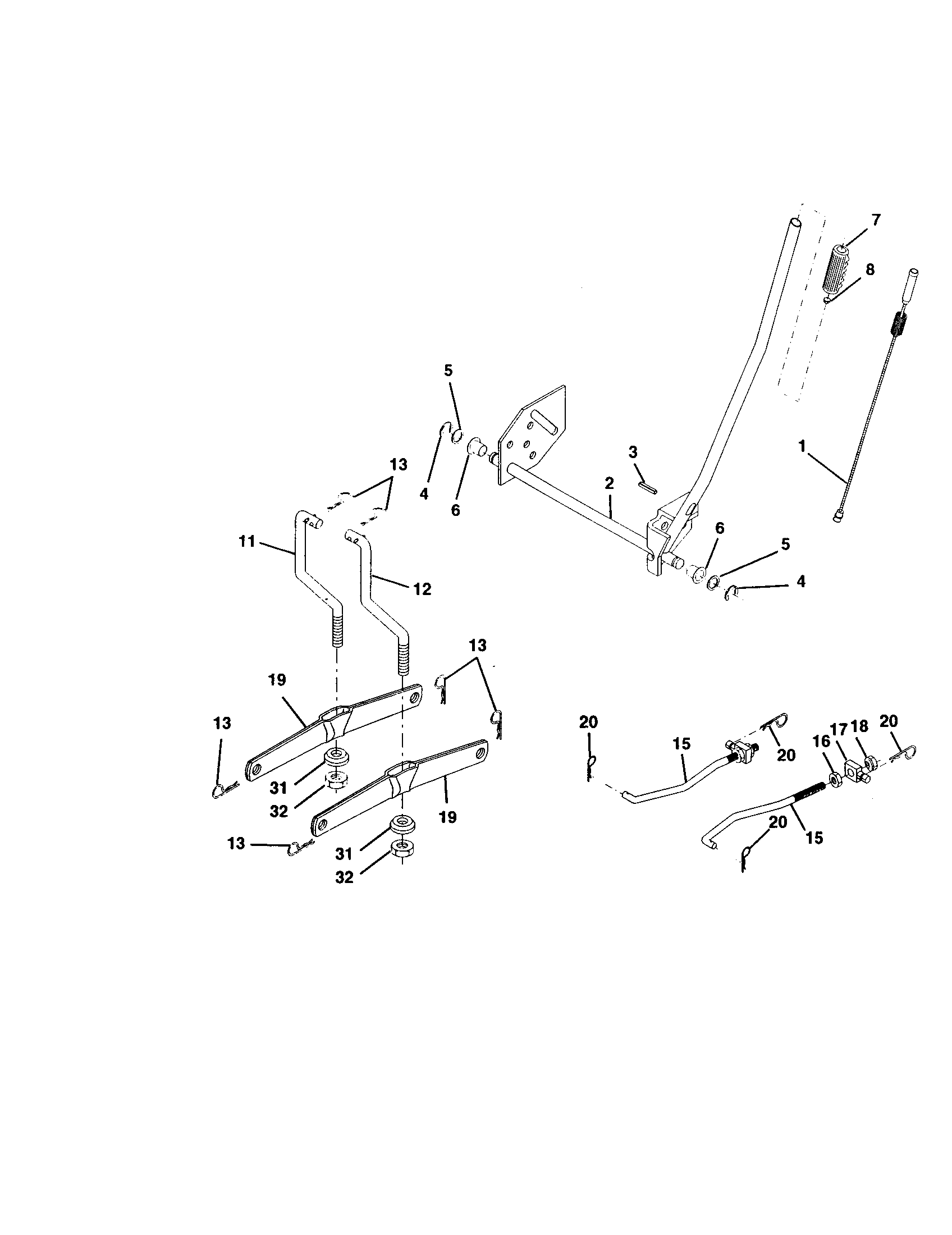 Lift Assembly Diagram and Parts List for 917272083  Craftsman Lawn Tractor