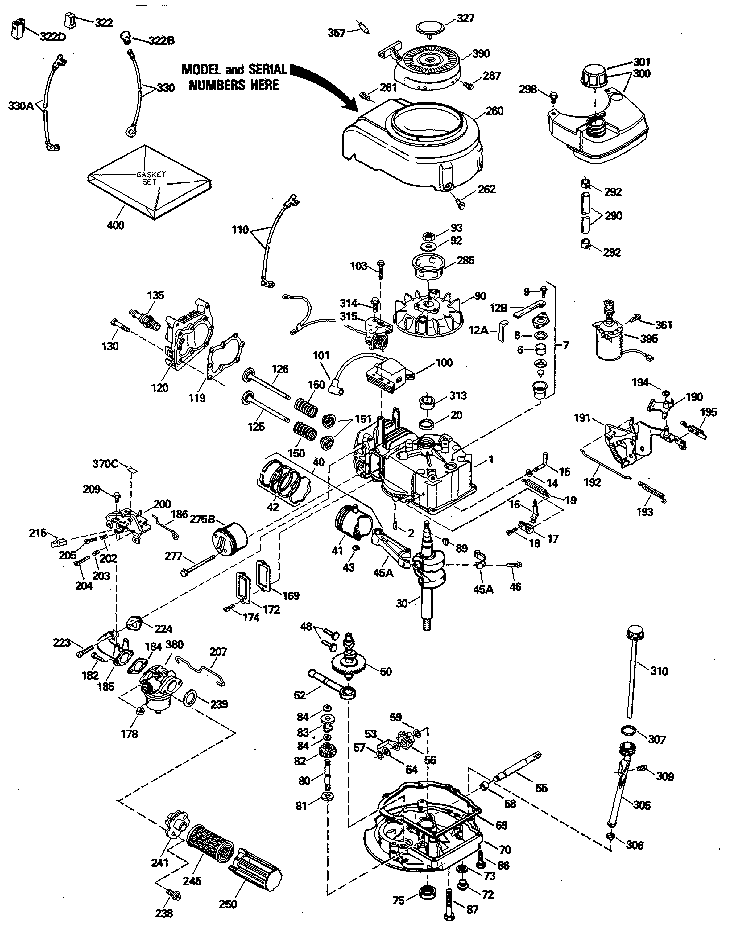 Replacement Parts Diagram and Parts List for 143414412  Craftsman Engine
