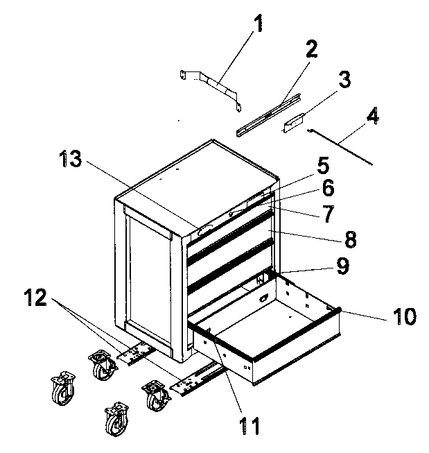 Chest Diagram and Parts List for 706596850  Craftsman Tool Stand & Cart