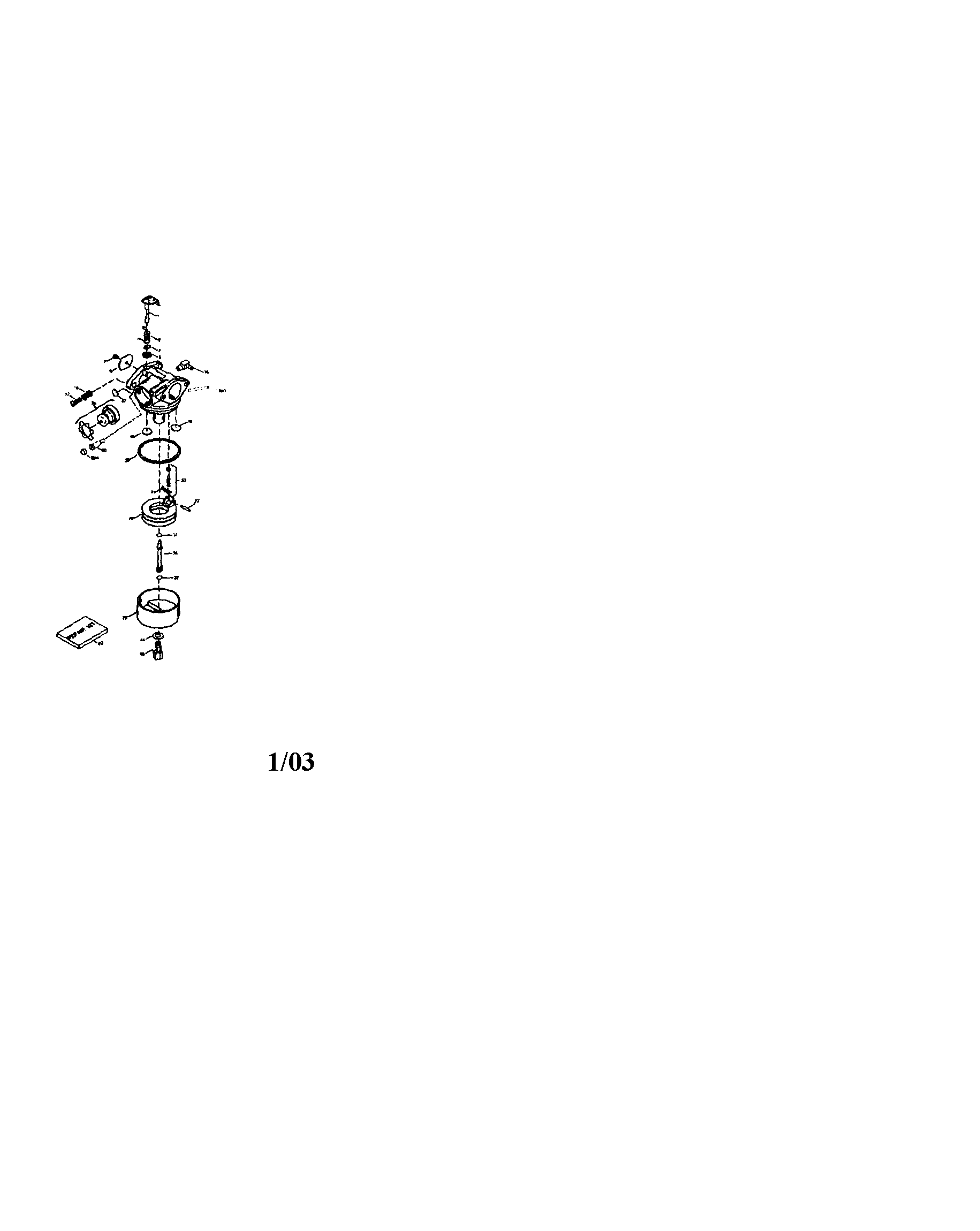 Carburetor Diagram and Parts List for 143036706  Craftsman Engine