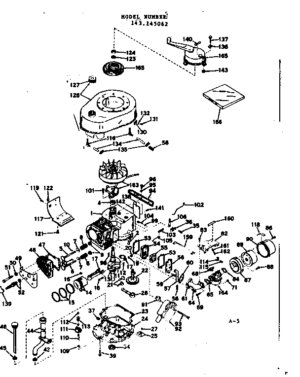 Basic Engine Diagram and Parts List for 143145062  Craftsman Engine