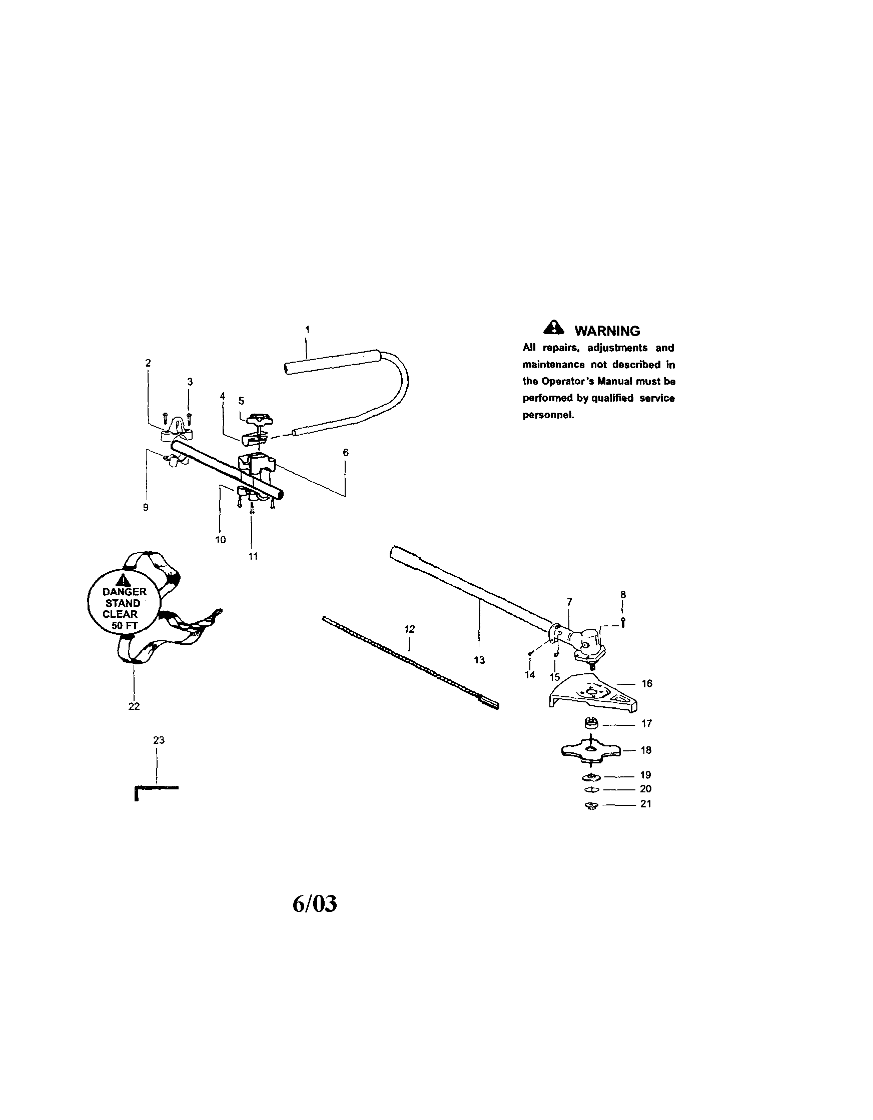 Coverible Brushcutter Attachment Diagram and Parts List for 358792430  Craftsman Trimmer