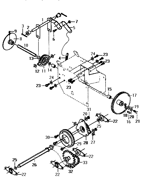 Drive Components Diagram and Parts List for 536886622  Craftsman Snow Blower