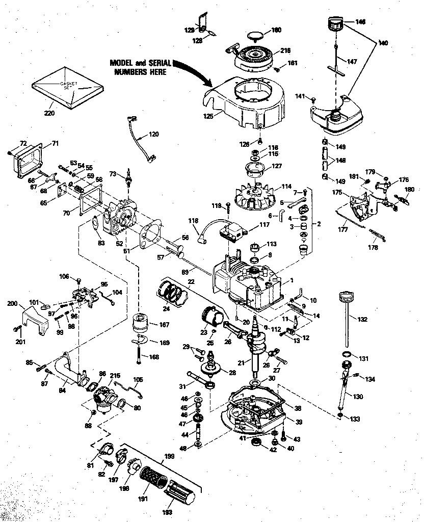 Replacement Parts Diagram and Parts List for 143394112  Craftsman Engine