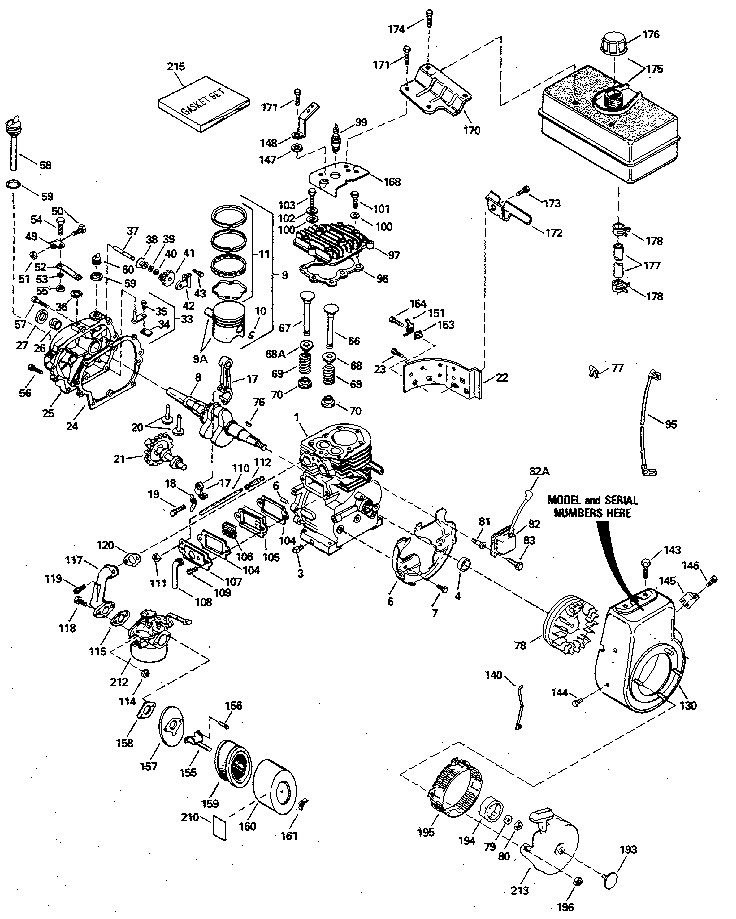 Replacement Parts Diagram and Parts List for 143796172  Craftsman Engine