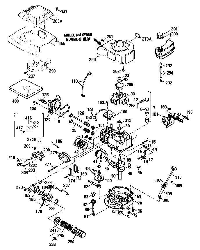 Replacement Parts Diagram and Parts List for 143955502  Craftsman Engine