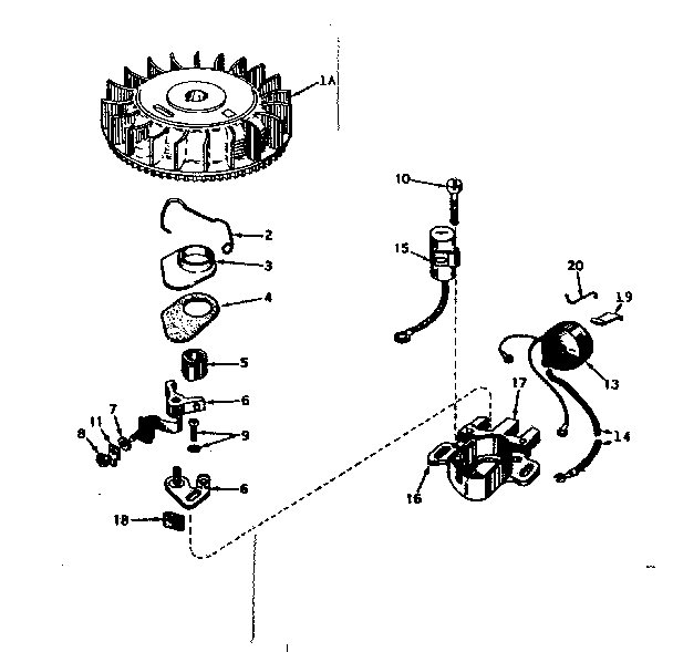Magneto No. 610716 Diagram and Parts List for 143161042  Craftsman Engine